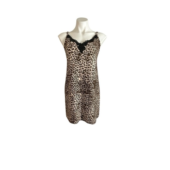 Leopard Print Lace Trim Mini Sleep Chemise - Picture 2 of 11